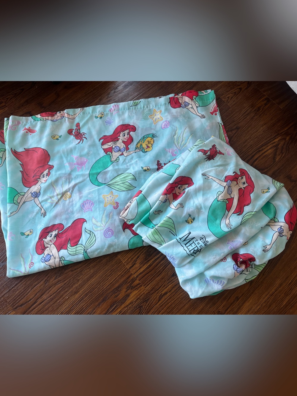 Vintage Disney The Little Mermaid Ariel Kids 2 bed sheets fitted flat
